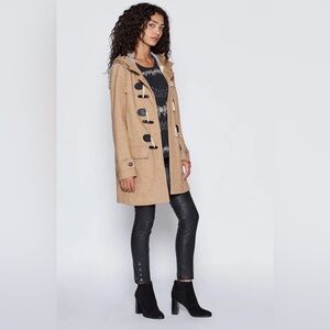 Joie Toggle Camel Coat with ruffle shoulder.  Size S